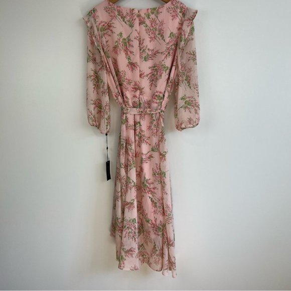 Tommy Hilfiger Chapan Bouquet Chiffon Midi Dress Size 12 NWT Pink Floral - Picture 10 of 16